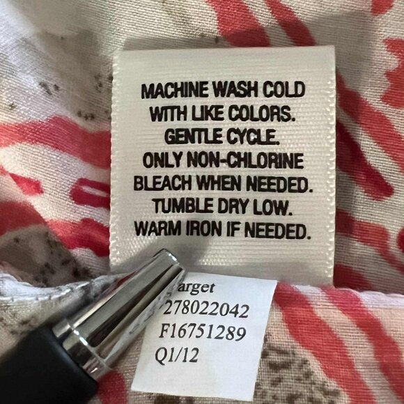 MERONA Women's Blouse 3/4 Sleeve Size Medium 100% Cotton‎ Tunic Gray Pink Casual - Picture 12 of 14